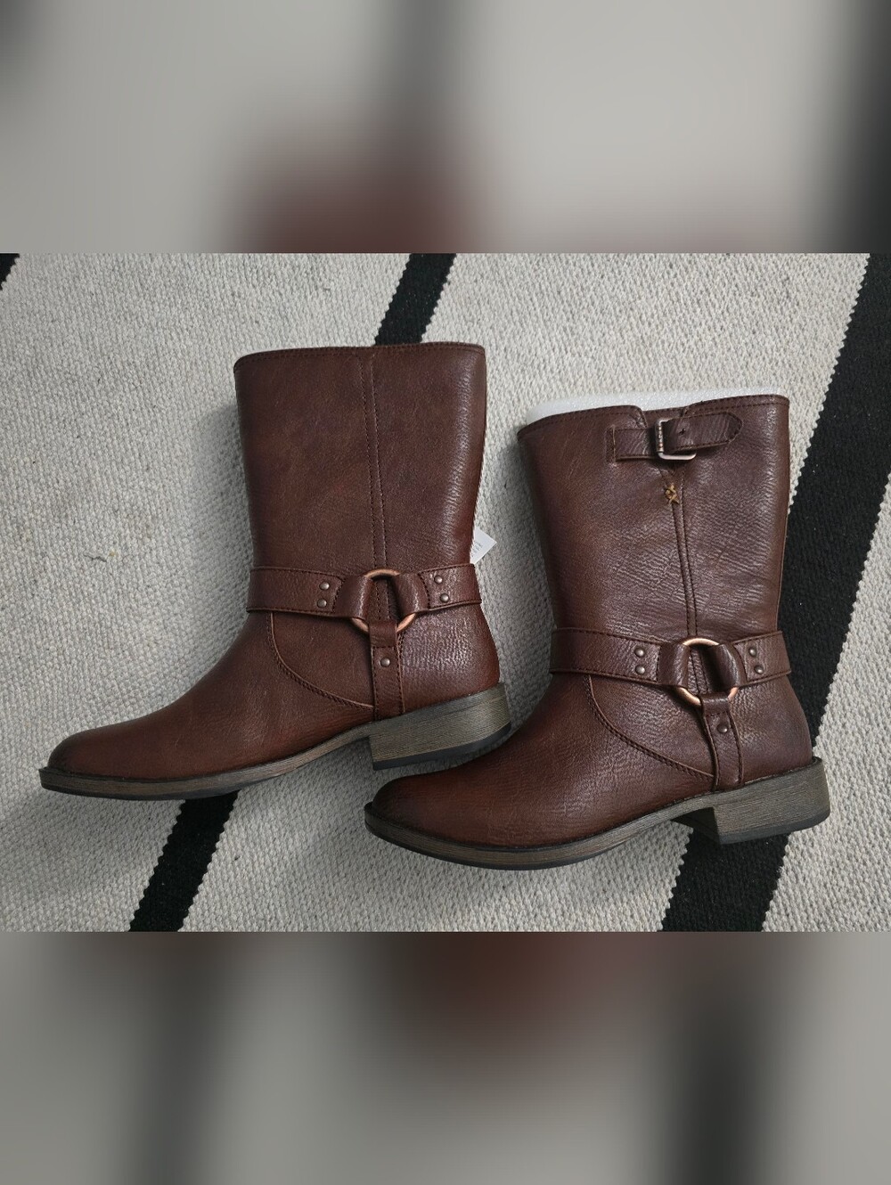 Brown Leather Boots with Blue Size Stamp